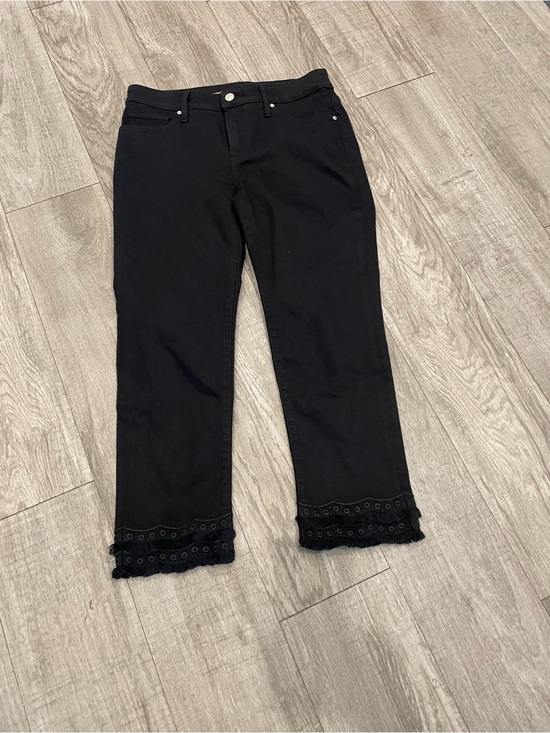 Chico's Denim - Chico’s So Slimming Girlfriend Slim Leg Crop Black Pants Eyelash
& Eyelet Hems 2